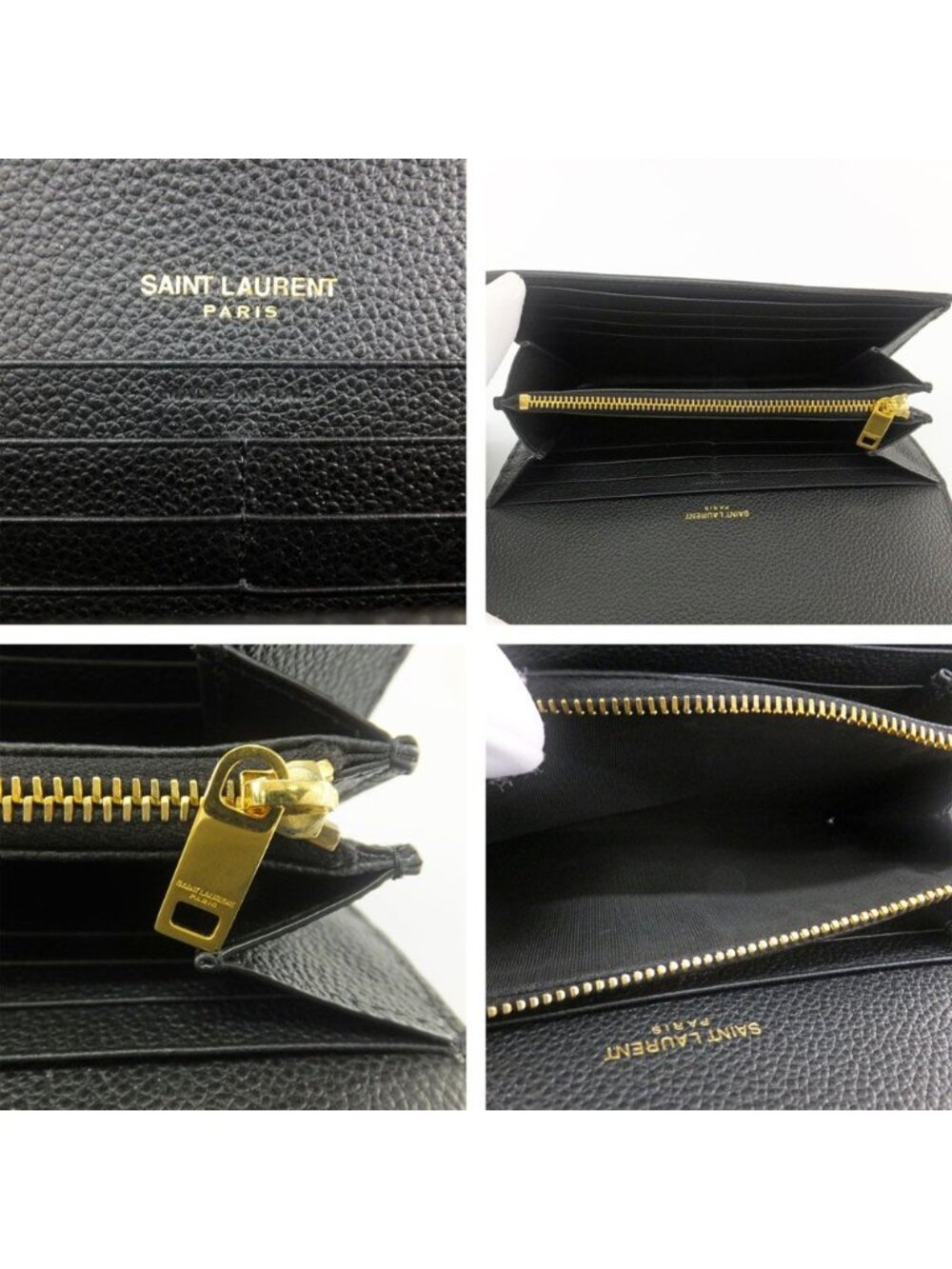 Saint Laurent Ten YSL Line Large Flap Wallet Gold Black - Picture 8 of 10